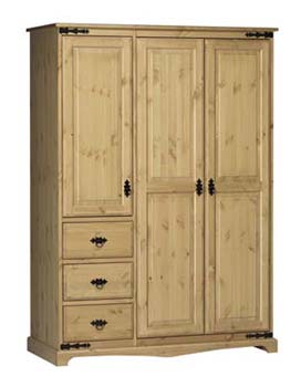 Furniture123 Miguel Pine 3 Door 3 Drawer Wardrobe