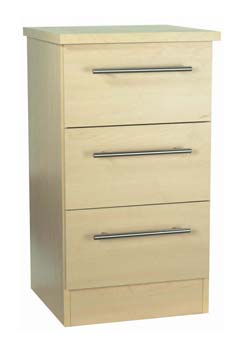 Milan Birch 3 Drawer Bedside Table