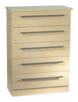 Milan Birch 5 Drawer Chest