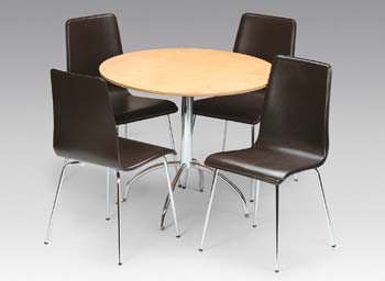 Modi Leather Round Dining Set