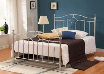 Morgan Metal Bedstead in Silver - FREE NEXT DAY