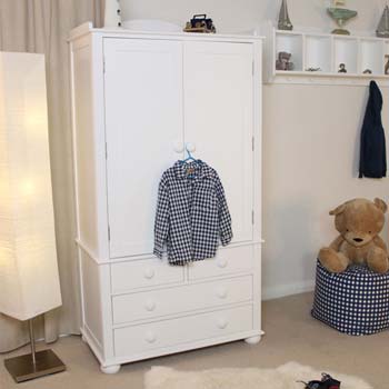 Furniture123 Nipper Nursery White Solid Ash 2 Door Wardrobe