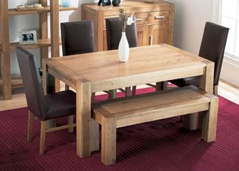 Furniture123 Nyon Oak Bench Dining Set