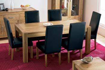 Nyon Oak Large Extending Dining Set with Black