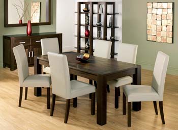 Nyon Walnut Extending Dining Set with Ivory