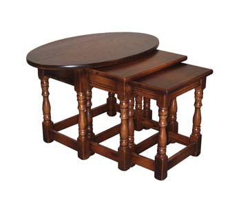 Olde Regal Oak Oval Nest Of Tables - FREE NEXT