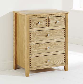 Oliver Light Oak 3 + 2 Drawer Chest