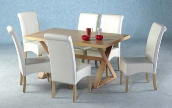 Furniture123 Oregon Dining Set in Cream - WHILE STOCKS LAST!