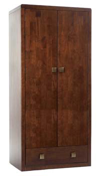 Furniture123 Reya Dark Stain 2 Door 1 Drawer Wardrobe