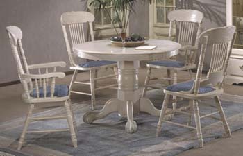 Richmona White Single Pedestal Dining Set