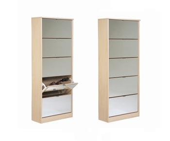 Shoop Mirrored 5 Drawer Shoe Cabinet