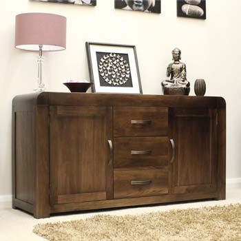 Shyra Solid Walnut 2 Door 3 Drawer Sideboard