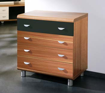 Steffie 4 Drawer Chest in Walnut and Black