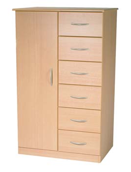 Furniture123 Stratford 1 Door 6 Drawer Childs Wardrobe in Beech