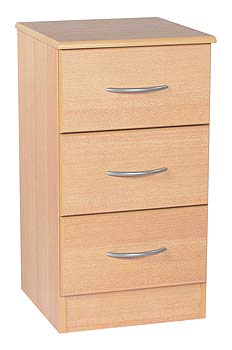 Stratford Beech 3 Drawer Bedside Table