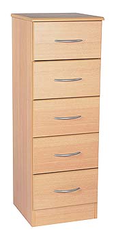 Stratford Narrow 5 Drawer Chest in Beech