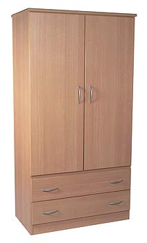 Stratford Wide 2 Door 2 Drawer Wardrobe in Beech