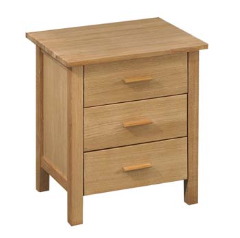 Furniture123 Suffolk Oak 3 Drawer Bedside Table