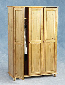 Furniture123 Sun Pine 3 Door Wardrobe - FREE NEXT DAY DELIVERY