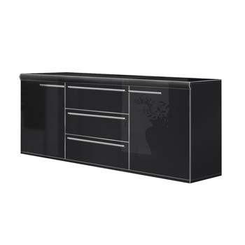 Sylvie High Gloss Black 2 Door Sideboard