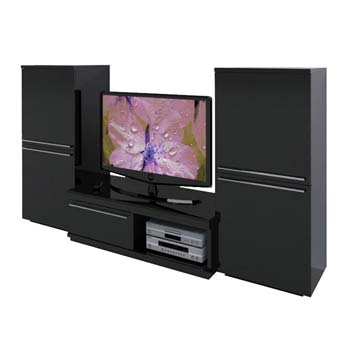 Sylvie High Gloss Black Entertainment Storage Unit