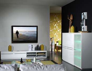 Sylvie High Gloss White TV Unit and Storage Set