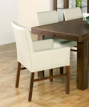 Furniture123 Tomoko Walnut Arm Chair in Ivory