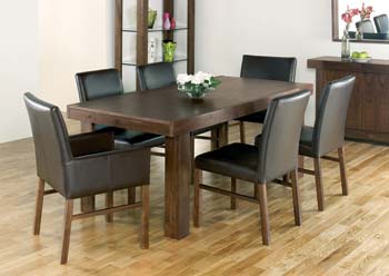 Tomoko Walnut Extending Dining Set with Brown