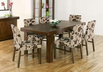 Tomoko Walnut Extending Dining Set with Wide