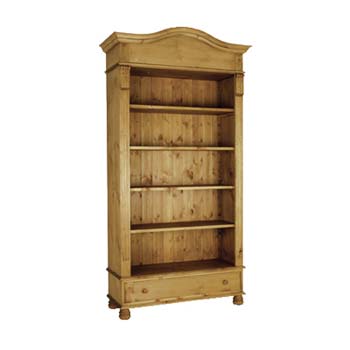 Trafalgar Pine Arch Top Bookcase with Drawer