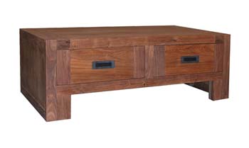 Tribek Sheesham Coffee Table with Drawers - FREE