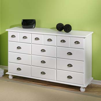 Tucker Solid Pine White Pine 9+6 Drawer Sideboard