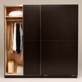 Furniture123 Zenza Sliding 2 Door 2 Shelf Wardrobe in Wenge -