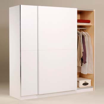 Furniture123 Zenza Sliding 2 Door 2 Shelf Wardrobe in White