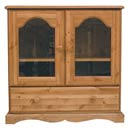 Devon Pine glass door and drawer video cabinet