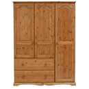 Devon Pine triple wardrobe with deep drawers