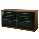 Knightsbridge Black 6 Drawer Long Chest