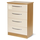 Knightsbridge Cream Gloss and Oak 4 Drawer Midi