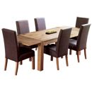 Lyon Oak Extending Grand Leather Dining Table Set