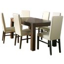 Lyon Walnut Standard Ivory leather dining table