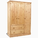 FurnitureToday One Range Pine Triple Gents Wardrobe With 2