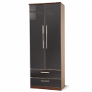 FurnitureToday Ritz Black 2 Drawer Wardrobe