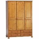 Scandinavian pine 3 door 4 drawer wardrobe