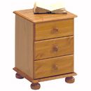 Scandinavian pine 3 drawer bedside