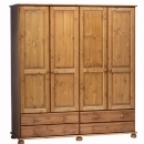 Scandinavian pine 4 door 4 drawer wardrobe