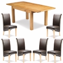 FurnitureToday Soho Solid Oak Brown Chair Extending Dining Set