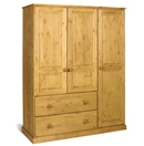 Tarka Solid Pine 2 Deep Drawer Triple Wardrobe