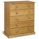 FurnitureToday Tarka Solid Pine 5 Drawer Chest