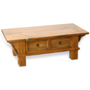 Vintage pine low 2 drawer coffee table