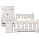 White Painted Plank Slatted Bedroom Set